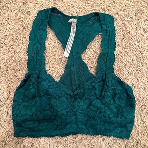Free People Galloon Lace Racerback Bra / Green